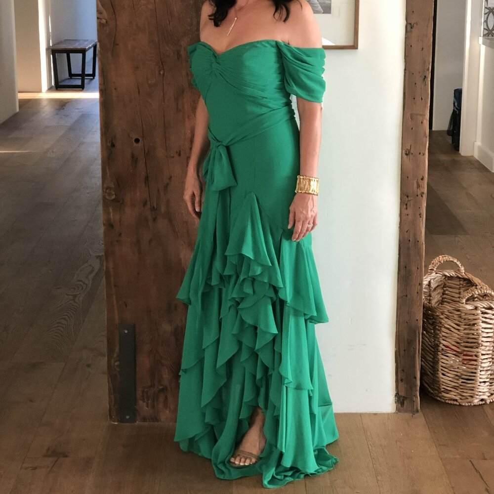 Badgley Mischka Green Evening Gown